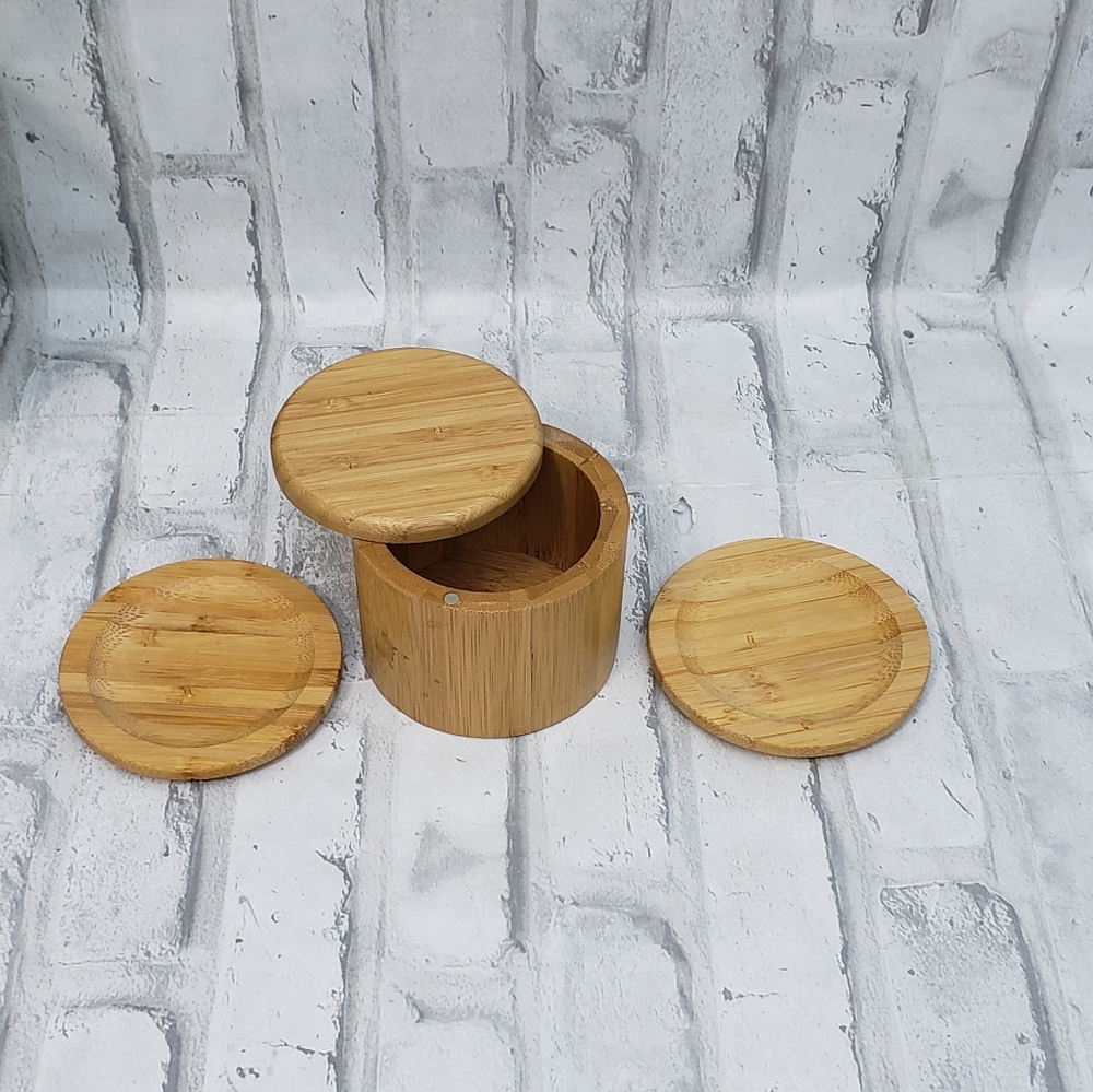 Totally Bamboo Salt Cellar Bamboo Storage Box with Magnetic Swivel Lid